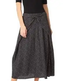 VINCE Black Dot Silk Knot Waist Midi Celestial Skirt- Size 8