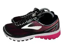 Brooks  Womens Ghost 10 Running Shoe Black/Pink Peacock/Living Coral 9.5 M