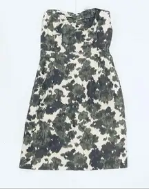 NWT J.Crew Ikat Abstract Floral Green Pattern Strapless Dress