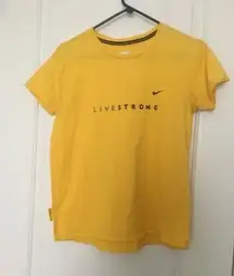 Nike Fit-Dry Women's Juniors Short Sleeve T-Shirt Live Strong Size Large Yellow