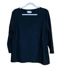 Spanx Womens Size XL Black Solid Stretch V-Neck Blouse Top