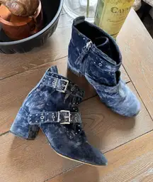 REBECCA MINKOFF Women's Moon Crushed Velvet Logan Booties Size 7.5