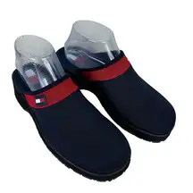 Tommy Hilfiger NWOT Vintage Slip On Platform Mules Clogs Canvas Y2K 90s Size 9.5