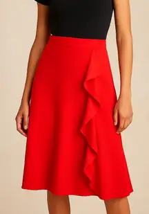 J. Crew Waterfall Midi Skirt in Tencel Dobby Red Size 10