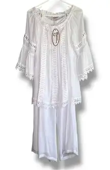 @zucar white summer pants suit NEW