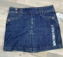 DKNY Jeans Pleated Stretch Denim Mini Skirt 8 Blue NWT