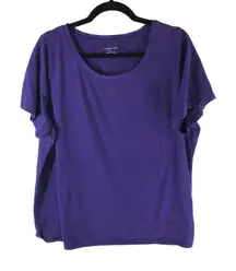Lane Bryant Womens T Shirt Top Scoop Neck Cotton Blend Short Sleeve Purple 18/20