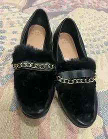 A New Day Black Loafers with Gold Chain