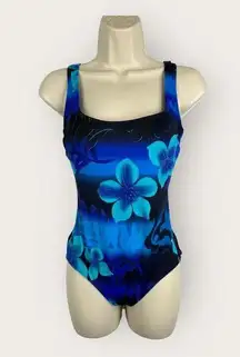 Longitude Womens size 8 Floral Hawaiian Tropical CrossBack One Piece Swimsuit