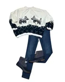 Vintage Scottish Terrier Blue & Green Argyle Print One Size Fits Most Sweater