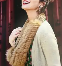 Cabi 3300 Camel Tan 'The Duchess' Faux Fur Knitted Infinity Scarf