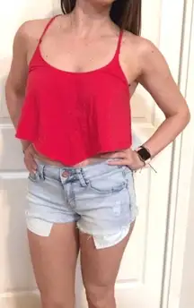 Red Crop Tank Top. Size L. NWT
