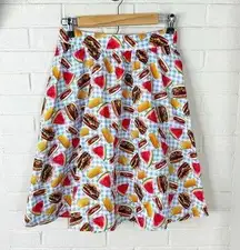 Retrolicious Picnic Summer Barbecue Retro Mod Printed Skirt Size S