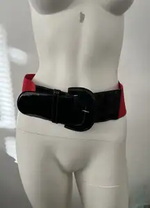 80s Ann Taylor Wide Waist Belt Patent Leather M/L  Retro Glam Holiday Occasion