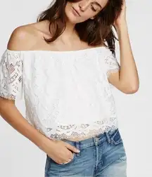 EUC  White Off the Shoulder Lace Top, Size Extra Small