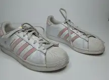 Adidas Superstar white and pink sneakers