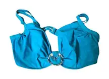 Profile turquoise bikini top with silver medallion center adjustable straps 38 D