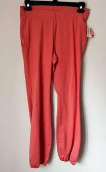 NWT Free People Let’s Bounce Pants Peach Jogger Zip Pocket Sz Large ^