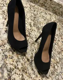 Heels ASOS Chic Black Suede Peep-Toe Heels 9