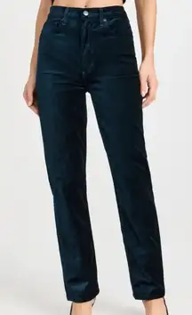 NWT RARE Agolde Black Velvet High Rise Stovepipe Straight Leg Pants Holiday - 27