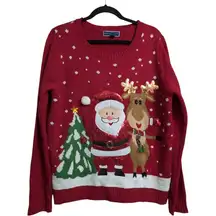 NWT Karen Scott Red Embellished Snowflake Christmas Sweater Crew Neck Size XL