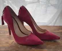 Jessica Simpson Port‎ Red Centella Tassels Leather Pump Stiletto Heel Shoes 7.5M