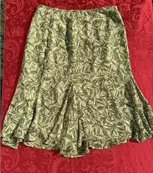 Rena Rowan Flowing Boho Maxi Skirt Size 12 Floral Green Tropical‎ Leaf