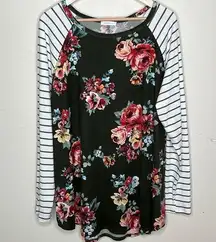 REBORN J WOMENS FLORAL JERSEY and STRIPED SLEEVES WITH ELBOW PATCHES SIZE 3XL