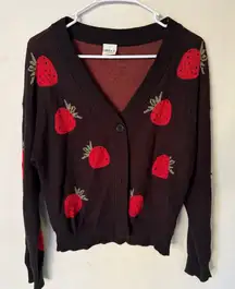 Nikka K Strawberry Sweater cardigan size medium