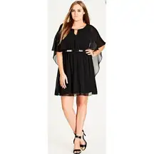 CITY CHIC Black Mini Capelet Dress