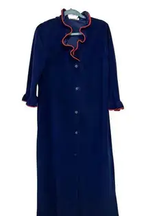 Vintage JC Penney navy blue fleece robe / dressing gown OS