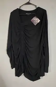 Ava & Viv Black Ruched Long Sleeve Top Size 3X NWT