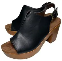 White Mountain Footbeds Women’s Size 9.5 Black Brown Alfie Platform Sandals