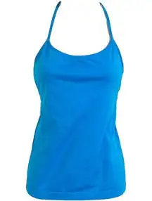 Fabletics strappy scoop neck razorback blue tank top medium