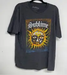 Sublime Grey Short Sleeve Sun Print Graphic Tee Shirt Womens XL Band Casual