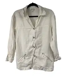 Karen Kane Cream 100% Linen Button Up Blazer‎