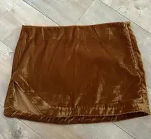 NEW Free People Annalise Velvet Mini Skirt Gold Burnt Orange Sz 2