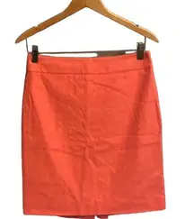 J.Crew  Coral Orange Pencil Skirt with Back Slit Size 2