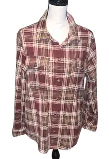 Wallflower Plaid Long sleeve Button-Up Flannel Shirt Double Pockets Fleece