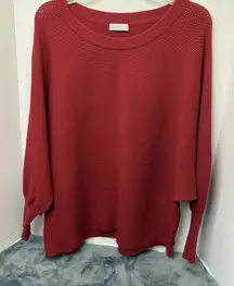 CUPio Cranberry Red Ribbed Batwing Sleeve Sweater Women XL