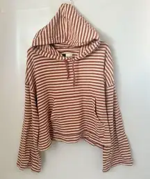 Roxy Slub Knit Wide Cuff Striped Cotton Blend Pullover Beachy Surf Coastal XL