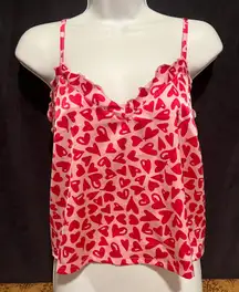 Colsie Red Hearts Silky Cropped Tank Size Medium