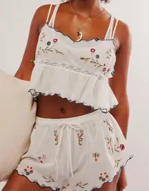 NWOT Free People Night Set Intimately Kate Embroidered cotton lace floral XL