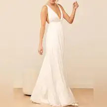 Lulus Elegant real love White satin Sleeveless Maxi Dress size S