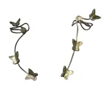 925 Sterling Silver Butterfly Vine Ear Cuffs Boho Fairy Wrap