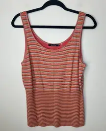 Nic+Zoe Boho Retro Woven Knit Fall Colors Silk Blend Tank Top Metallic Large