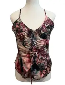Pretty Little Thing Top Women 8 Rose Renaissance Strappy Quilt Detail Corset