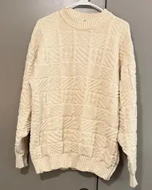 Neiman Marcus Vintage Beige Cable Knit Sweater Unisex Size Large