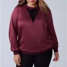 Lane Bryant Top Woven Sweatshirt Lace Detail Plus Size 18/20 New with Tag