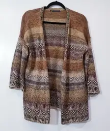 Peruvian Connection Geometric Prints Knitwear Cardigan Open Front